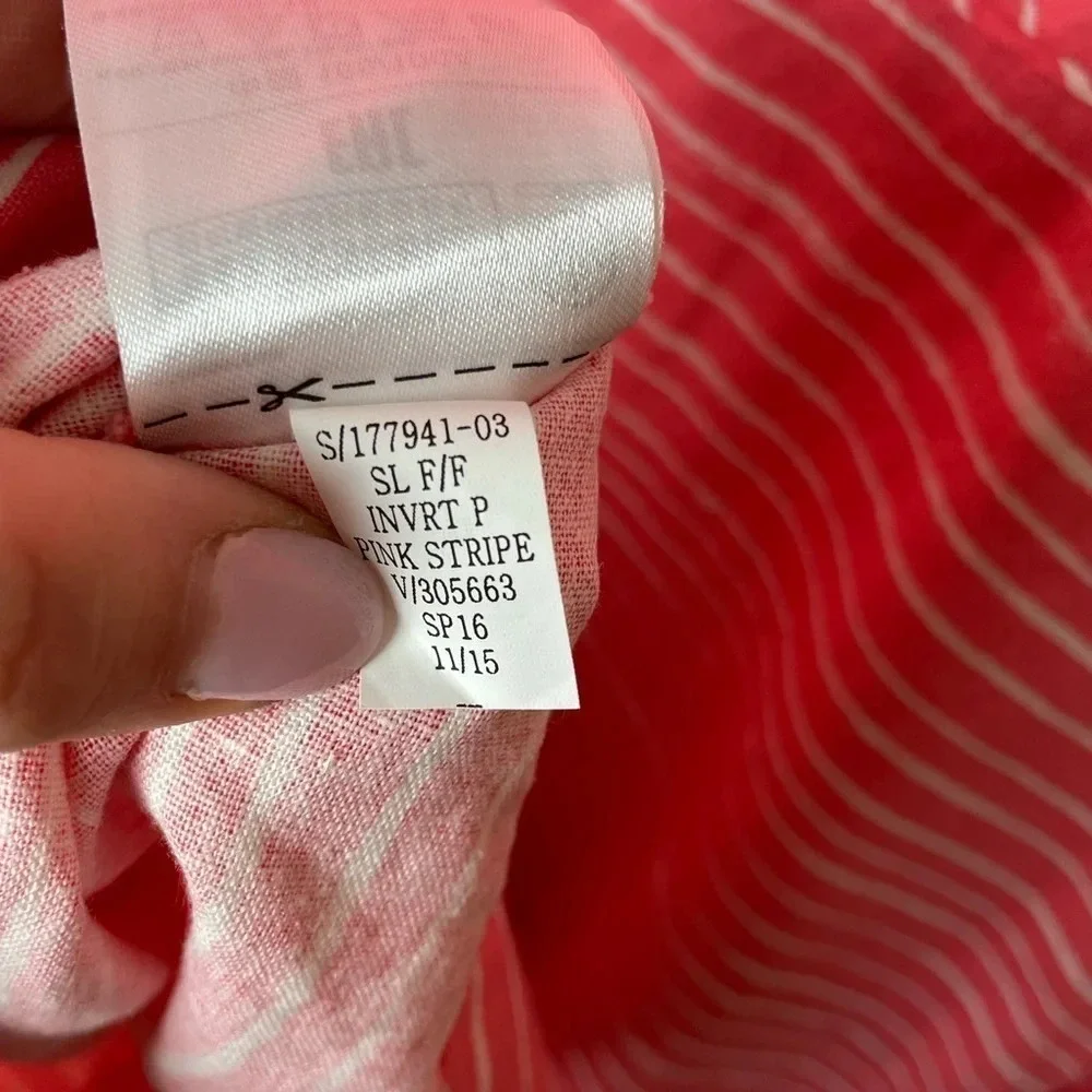 GAP | Pink & White Striped Linen Cotton Blend Pleated Sleeveless Dress Size 14 - Picture 7 of 8